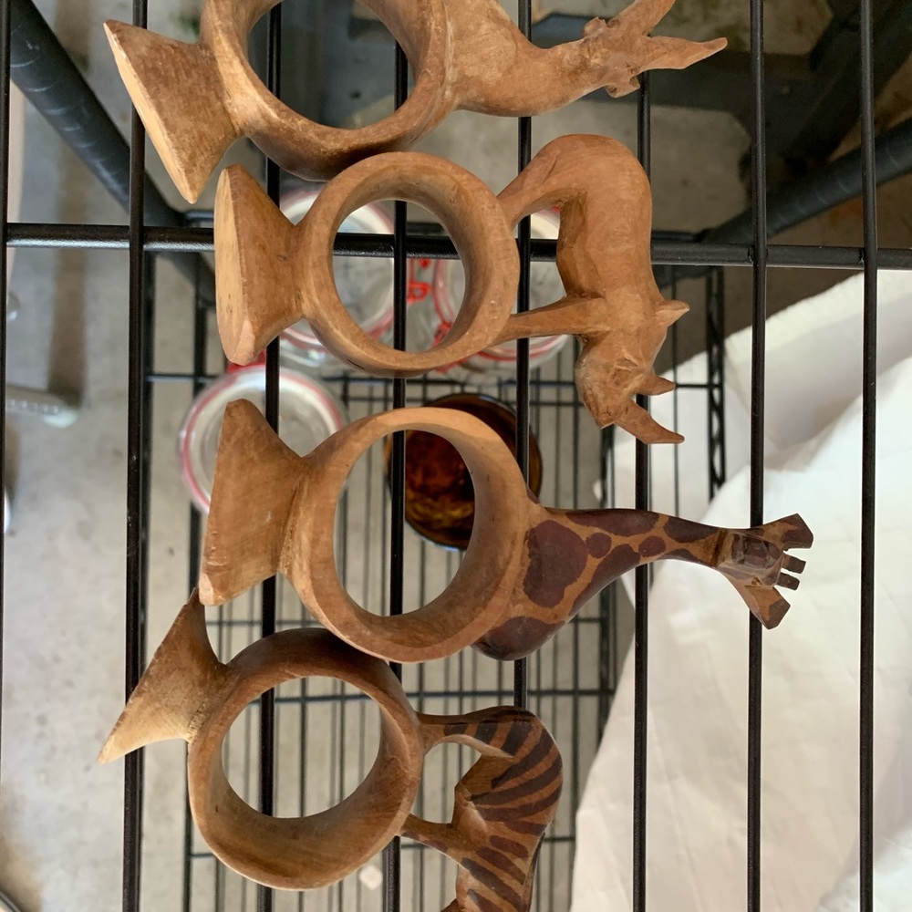 Vintage Animal Napkin Rings Wooden
